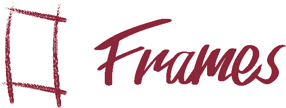 Das Frames Hotel Logo in Roter Schrift