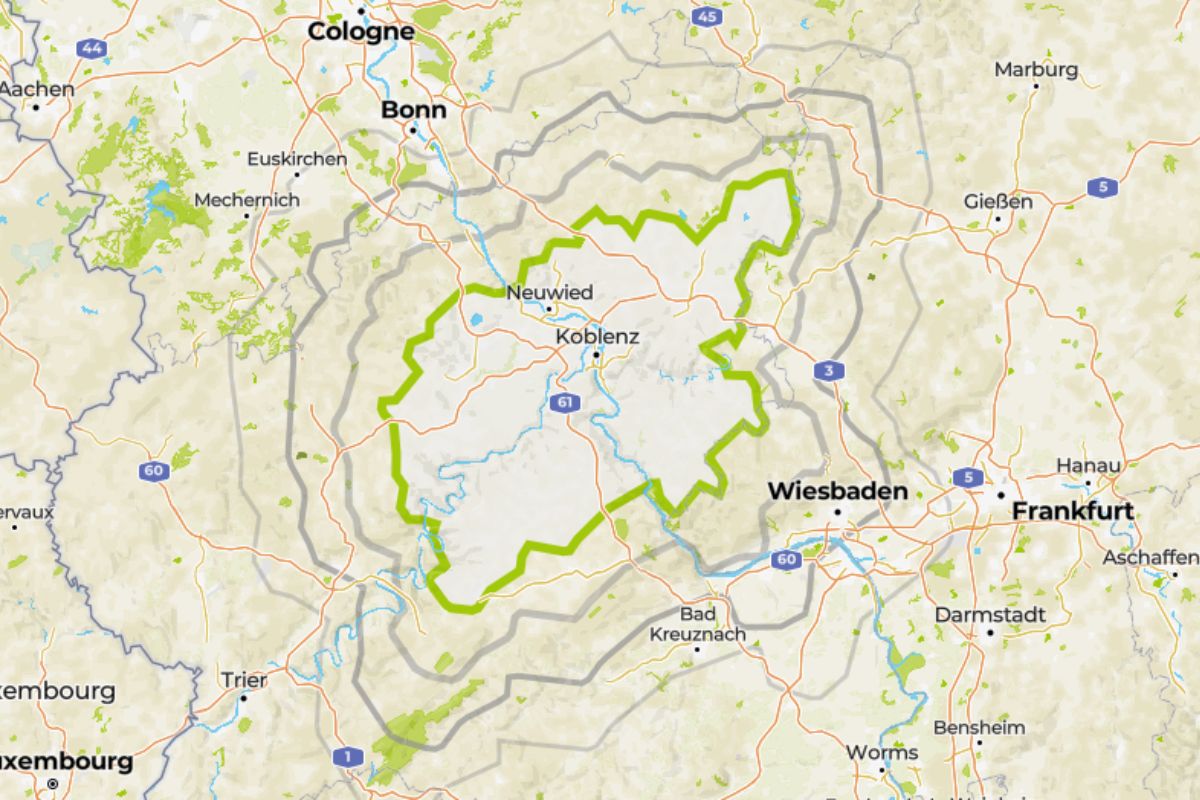 Das R56+ Gebiet auf einer Landkarte markiert. 