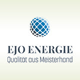 Logo der Firma EJO Energie auf einem grünen Hintergrund