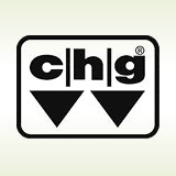 Logo der Firma CHG auf einem gelb grünlichen Hintergrund