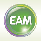 Logo der Firma EAM auf einem grünen Hintergrund