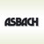 Logo der Firma Asbach auf einem gelb grünlichen Hintergrund