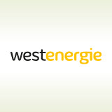 Logo der Firma westenergie auf einem grünen Hintergrund