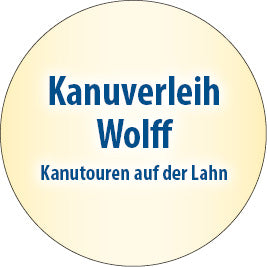 Das Logo des Kanuverleihs Wolff