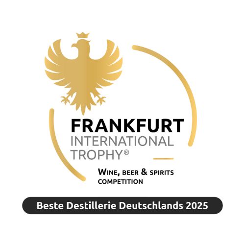 Logo der Frankfurt International Trophy mit Auszeichnung "Beste Destillerie Deutschlands 2025"