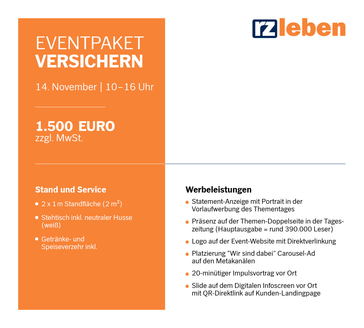 Eventpaket Versichern für die Messe „RZleben“
