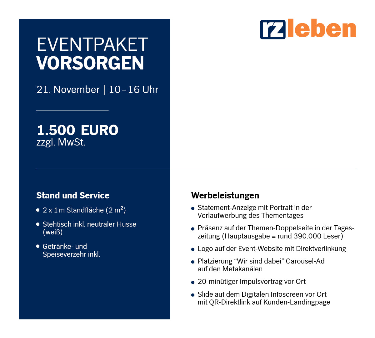 Eventpaket Vorsorgen für die Messe „RZleben“
