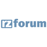 Das Logo von rz-forum.de. Das "rz" ist ein weißer Schriftzug auf blauem Grund, rechts daneben steht "forum", ebenfalls in blau.