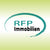 Logo vonn RFP Immobilien auf grünem Hintergrund.