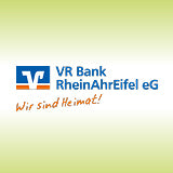 Logo der VR Bank RheinAhrEiffel eg auf grünem Hintergrund