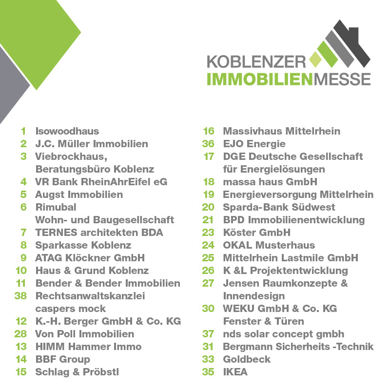Ein Bild von der Legende des Standplans der Immomesse.