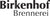 Das Logo der Birkenhof-Brennerei auf einem weißen Hintergrund und in dunkelgrauer Schrift