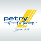 Logo von Petry Stahlbau GmbH auf grauem Hintergrund.