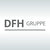 Logo der DHF Gruppe auf grauem Hintergrund.