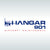 Logo von HANGAR 901 auf grauem Hintergrund.