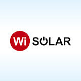 Logo von Wi Solar auf hellblauem Hintergrund.