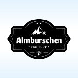 Logo von Almburschen auf hellblauem Hintergrund.