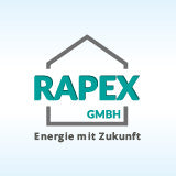 Logo von Rapex auf hellblauem Hintergrund.