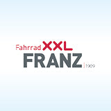 Logo von Fahrrad XXL Franz auf hellblauem Hintergrund.