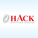 Logo der hack Ag auf hellblauem Hintergrund.