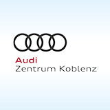 Logo vom Audizentrum Koblenz auf hellblauem Hintergrund.