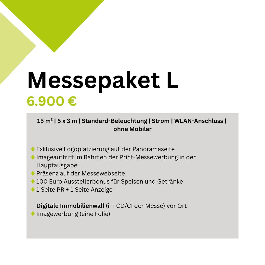 Das Messepaket L der Koblenzer Immobilienmesse mit seinem Paketinhalt und Preis