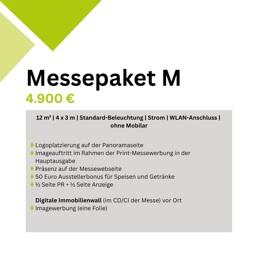 Das Messepaket M der Koblenzer Immobilienmesse mit seinem Paketinhalt und Preis