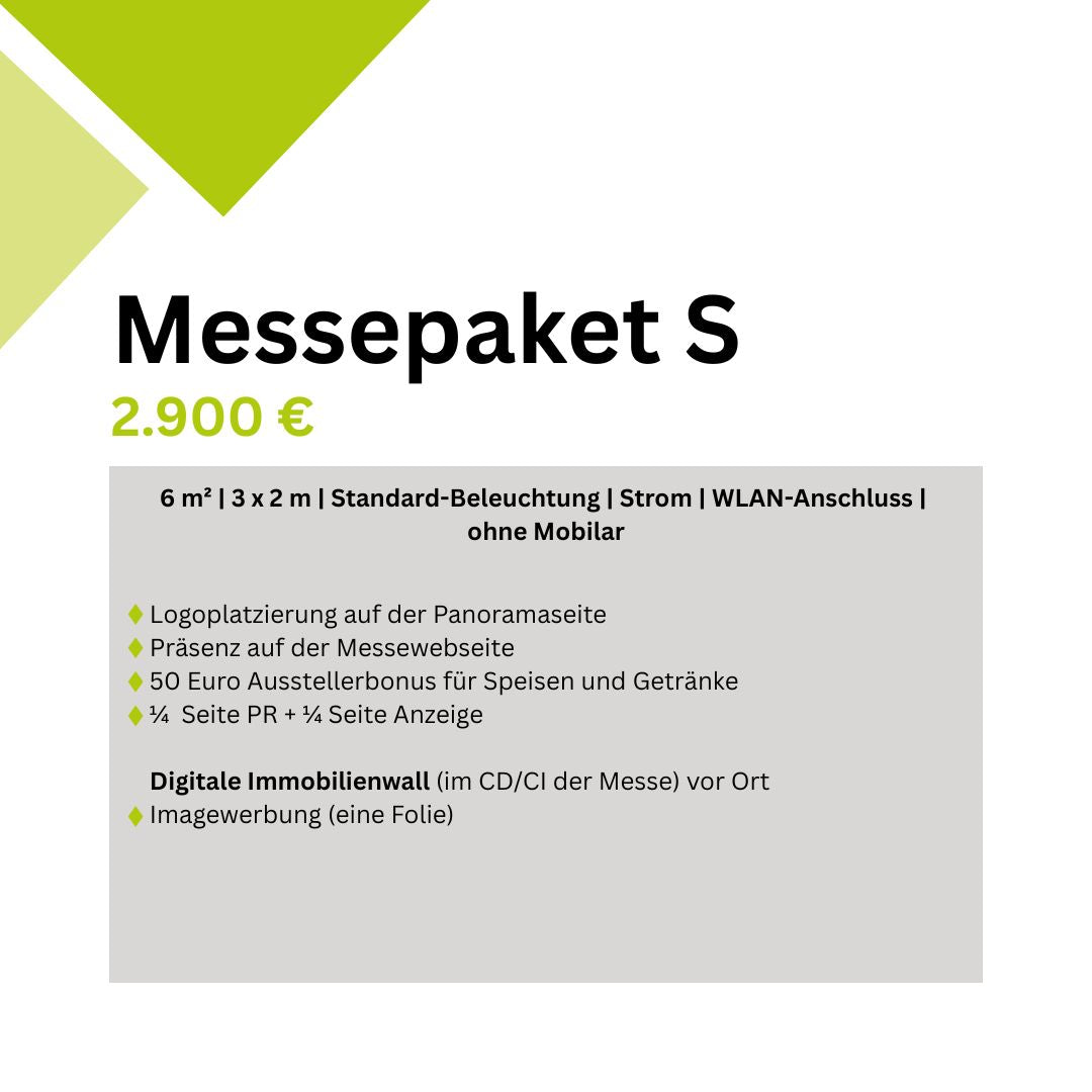 Das Messepaket S der Koblenzer Immobilienmesse mit seinem Paketinhalt und Preis