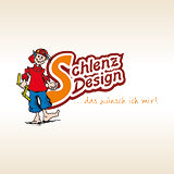 Logo von Schlenz Design mit goldenem Hintergrund