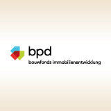 Das Logo von bpd mit goldenem Hintergrund