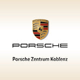 Das Logo vom Porsche zentrum Koblenz mit goldenem Hintergrund