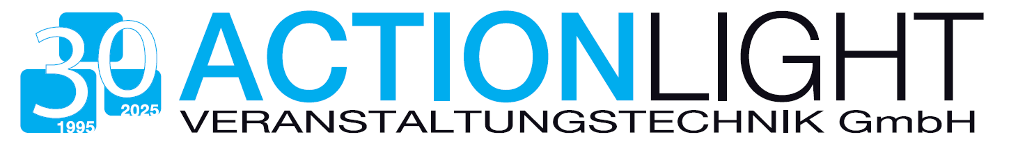 Das Logo von Actionlight Veranstaltungstechnik auf weißem Hintergrund