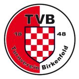 Das Logo der TVB. In der Mitte ein kariertes Schild in weiß und rot, links rote Fläche, rechts weiße