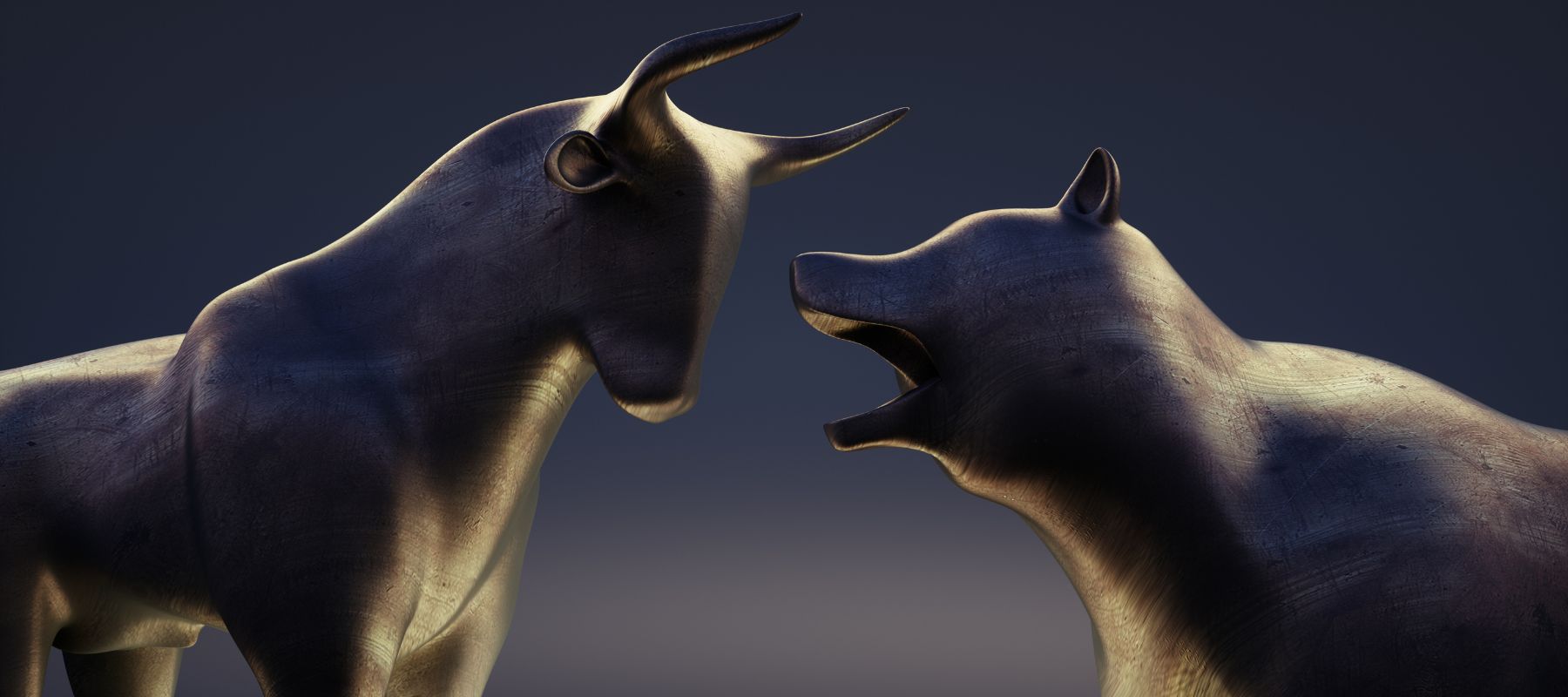 Bulle und Bär sind die Symbole für positive und negative Kursentwicklungen an der Börse