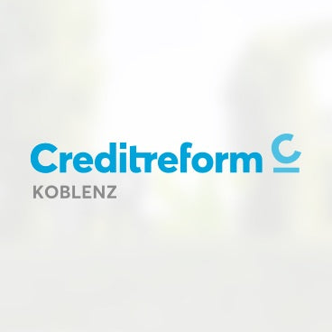 Logo der Creditreform Koblenz in hellblau und grau