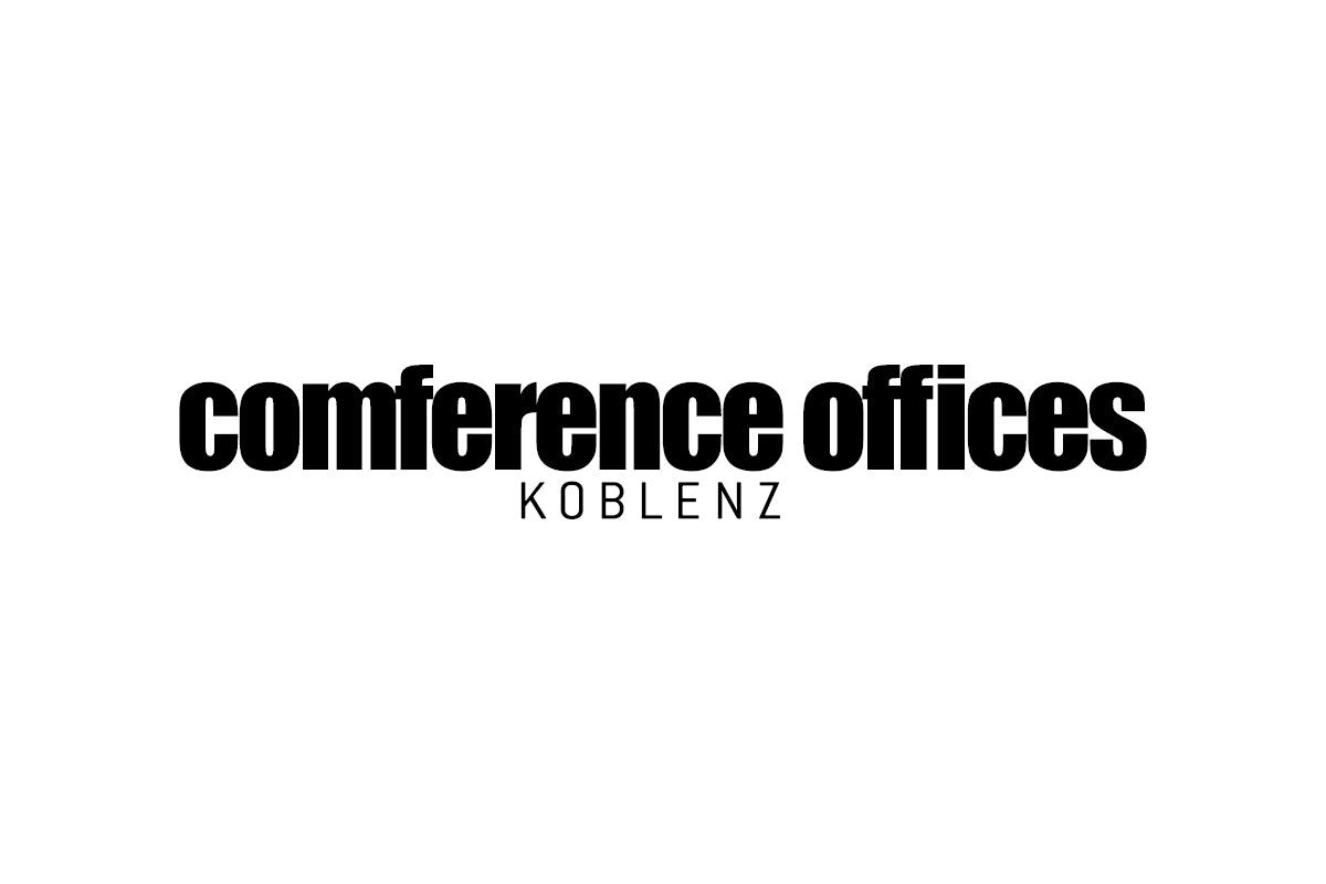 Das Logo von Comference Offices Koblenz mit schwarzer Schrift auf weißem Hintergrund.