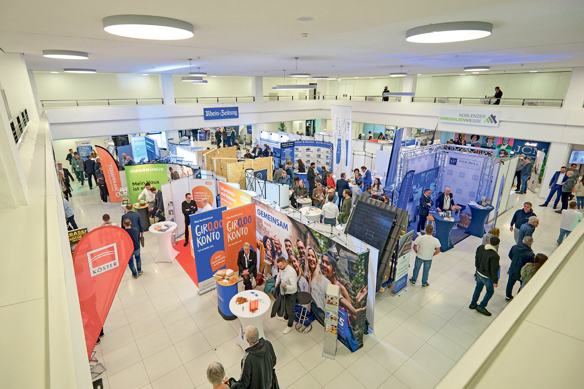 Die Immobilienmesse 2025 in der Rhein-Mosel-Halle mit ihren unterschiedlichen Ausstellern