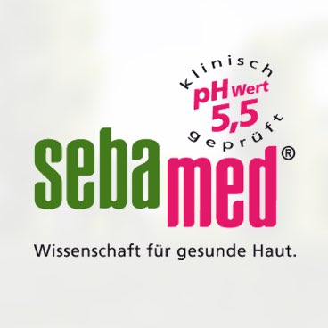 Logo von Sebamed als Schriftzug in grün und rosa