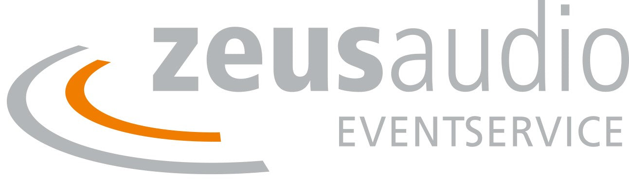 Das Logo von Zeusaudio in grauer Schrift auf weißem Hintergrund.
