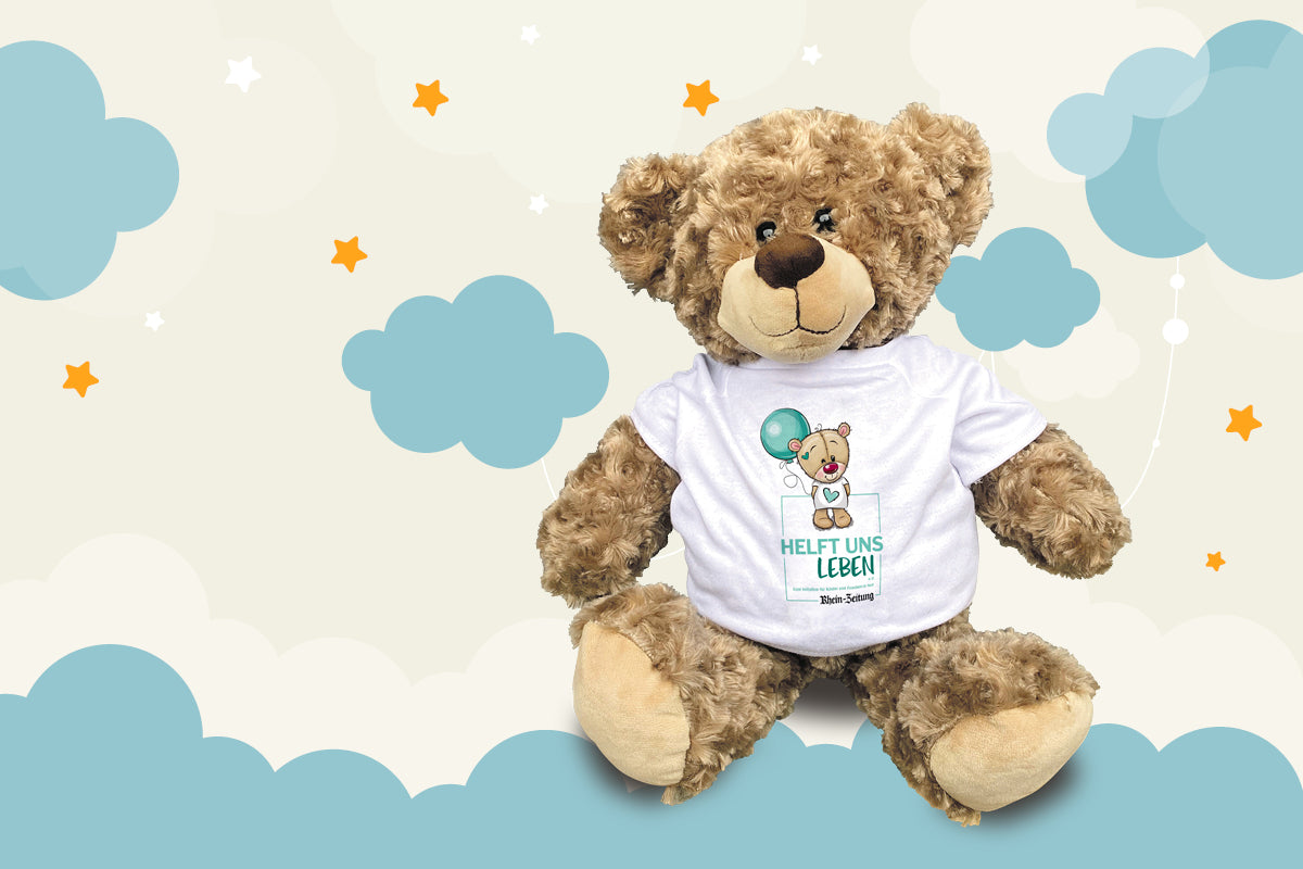 Plüschbär mit einem Helf uns Leben T-Shirt